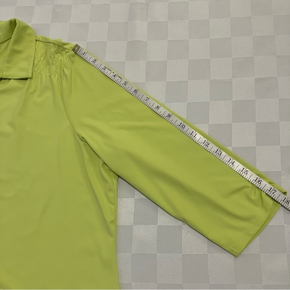 Chico's Zenergy Collared Pullover 3/4 Sleeve Green Golf Polo Shirt, 3, XL - Picture 9 of 12